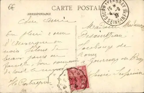 Ak Frankreich, Mann in Tracht, Gehstock, Bauernhof