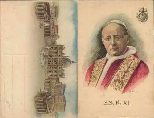 Klapp Ak Papst Pius XI., Achille Ambrogio Damiano Ratti, Vatikan