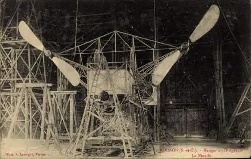 Ak Moisson sur Seine Yvelines, Hangar des Luftschiffs La Nacelle