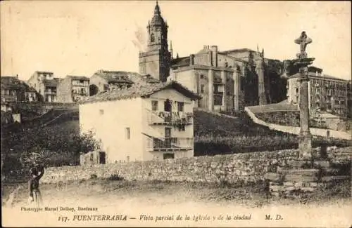 Ak Hondarribia Hondarribia Baskenland, Kirche und Stadt