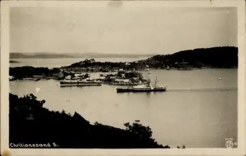 Ak Christianssand Kristiansand Norwegen, Panorama, Schiffe