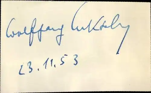 Ak Schauspieler Wolfgang, Autogramm