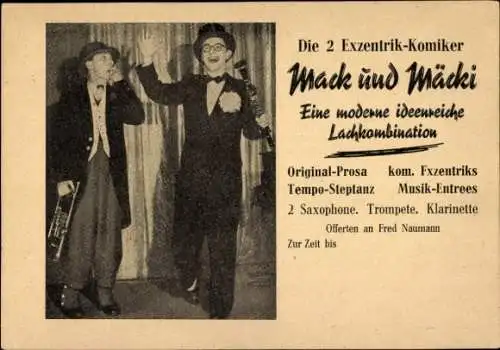 Ak Komiker und Musiker Mack und Mäcki, Portrait, Autogramm