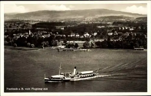 Ak Fischbach Friedrichshafen am Bodensee, Fliegeraufnahme, Dampfer