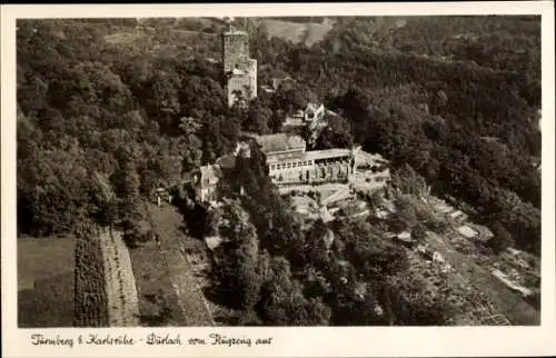 Ak Durlach Karlsruhe in Baden, Fliegeraufnahme, Turmberg