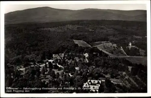 Ak Oberursel im Taunus Hessen, Schulungsburg Kestenhöhe, Altkönig, Großer Feldberg, Fliegeraufnahme