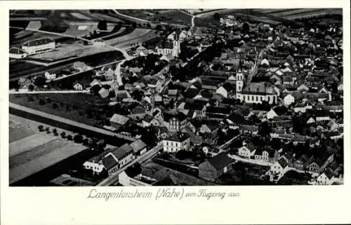 Ak Langenlonsheim an der Nahe Pfalz, Fliegeraufnahme