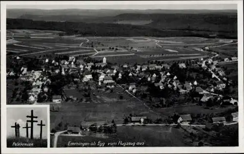 Ak Emmingen ab Egg Liptingen in Baden, Pestkreuze, Fliegeraufnahme