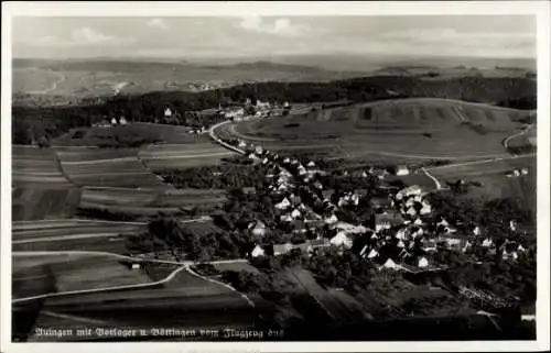 Ak Böttingen in Württemberg, Fliegeraufnahme, Auingen, Borlager