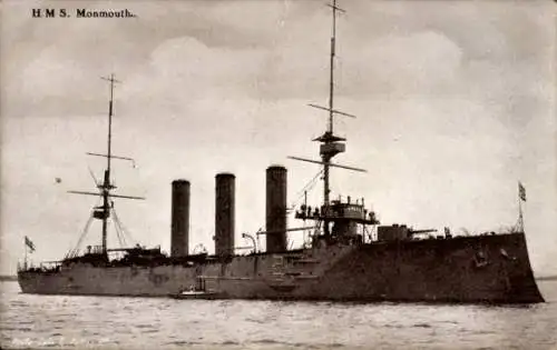 Ak Britisches Kriegsschiff, HMS Monmouth, Panzerkreuzer