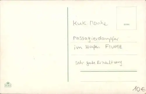 Ak Rijeka Fiume Kroatien, Hafenpartie mit Dampfer