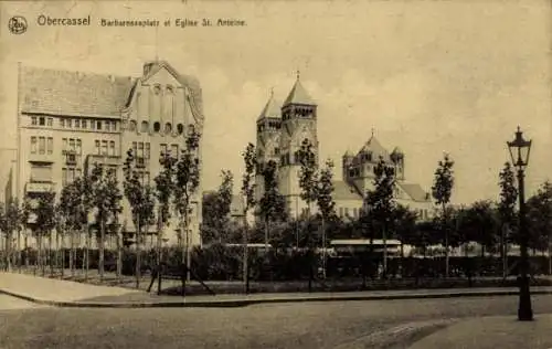 Ak Oberkassel Düsseldorf am Rhein, Barbarossaplatz, Kirche