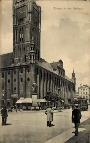 Ak Toruń Thorn Westpreußen, Rathaus, Denkmal, Straßenbahn