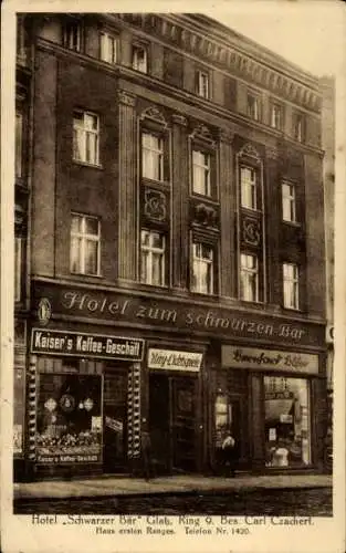 Ak Kłodzko Glatz Schlesien, Hotel zum schwarzen Bär, Kaiser's Kaffee-Geschäft, Ring-Lichtspiele