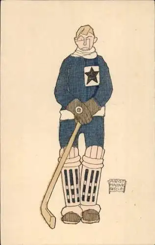 Künstler Ak August Hajduk, Hockeyspieler, Torwart