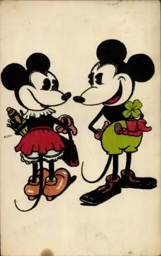 Künstler Ak Walt Disney, Micky Maus, Minnie Maus