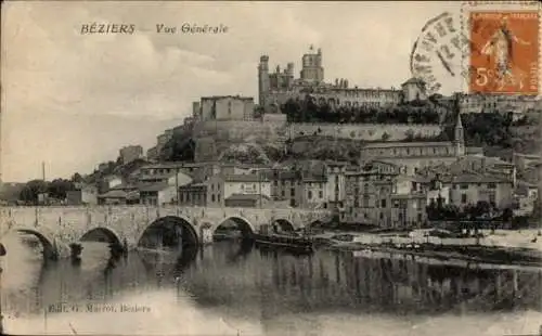 Ak Béziers Hérault, Gesamtansicht, Brücke