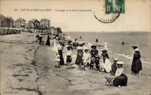 Ak Saint Aubin sur Mer Calvados, La plage a la maree montante