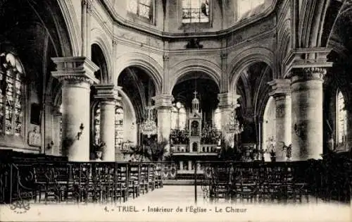 Ak Triel sur Seine Yvelines, Innenansicht Kirche, Le Choeur