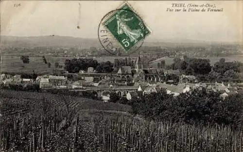 Ak Triel sur Seine Yvelines, Vue sur la Plaine de Verneuil, Panorama