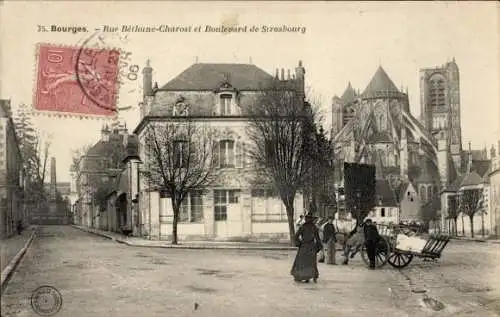 Ak Bourges Cher, Rue Bethune Charost, Boulevard de Strasbourg