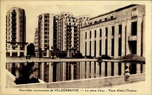 Ak Villeurbanne Rhône, La piece d'eau, Place Albert-Thomas