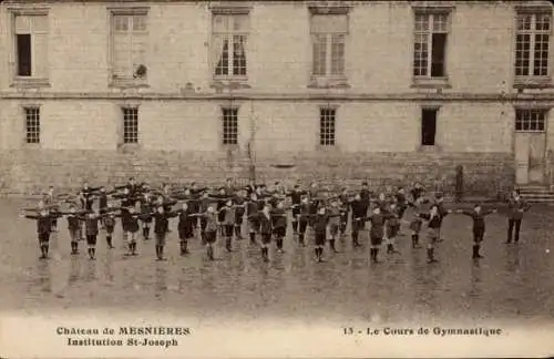 Ak Mesnieres en Bray Seine Maritime, Le Cours de Gymnastique