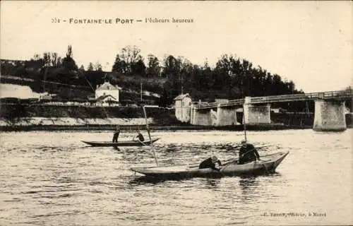 Ak Fontaine le Port Seine et Marne, l'echeurs heureux