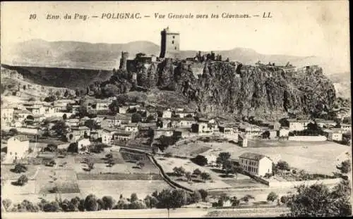 Ak Polignac Haute Loire, Vue Generale vers les Cevennes