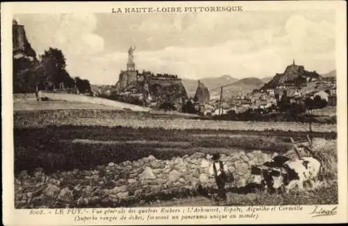 Ak Le Puy en Velay Haute Loire, Vue generale des quatres Rochers, L'Arbousset, Espaly, Aiguilhe