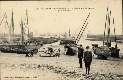 Ak La Turballe Loire-Atlantique, Le Port a Maree basse pris du Quai