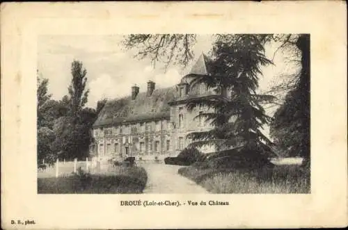 Passepartout Ak Droué Loir-et-Cher, Blick auf das Schloss