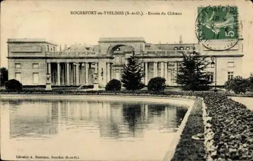 Ak Rochefort en Yvelines, Eingang zum Schloss, Teich, Garten