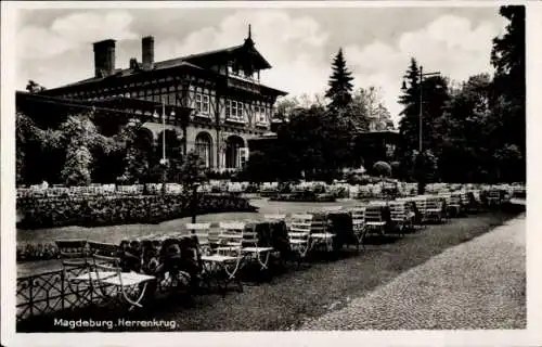 Ak Magdeburg an der Elbe, Herrenkrug, Terrasse