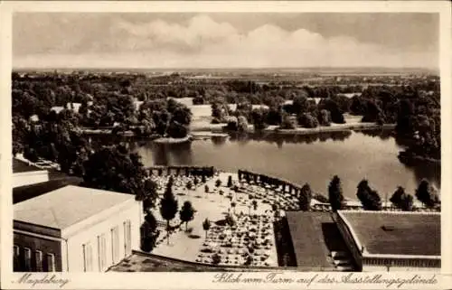 Ak Magdeburg an der Elbe, Blick vom Turm, Ausstellungsgelände