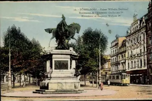 Ak Düsseldorf am Rhein, Kaiser Wilhelm Denkmal
