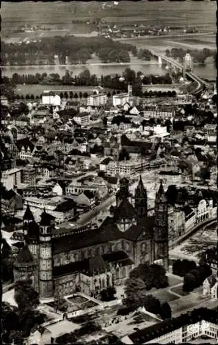 Ak Worms am Rhein, Blick auf den Dom, Stadt, Nibelungenbrücke, Rhein