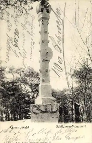 Ak Berlin Wilmersdorf Grunewald Schildhorn, Monument