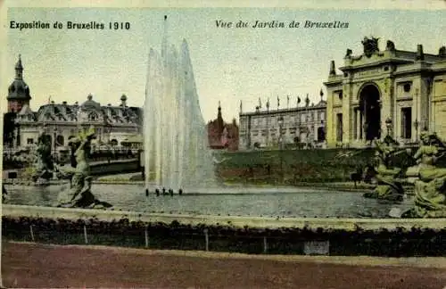 Ak Brüssel, Weltausstellung 1910, Jardin, Fontaine