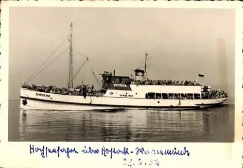 Ak Fährschiff MS Undine, Ostseebad Warnemünde, Lustfahrt im See