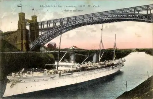 Ak Levensau Neuwittenbek in Schleswig-Holstein, Hochbrücke, S. M. Yacht Hohenzollern