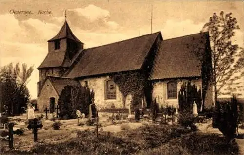 Ak Oeversee in Schleswig-Holstein, Kirche, Friedhof