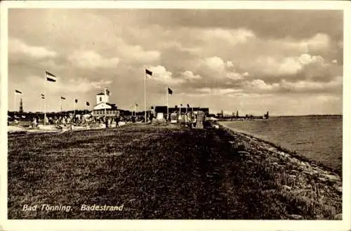 Ak Tönning an der Eider Nordfriesland, Badestrand