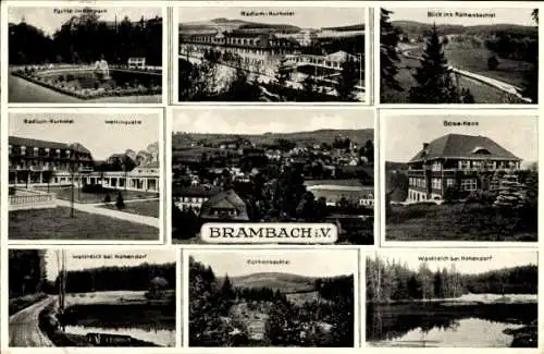 Ak Bad Brambach im Vogtland, Radiumbad, Kurhotel, Kurpark, Röthenbachtal, Bose Haus