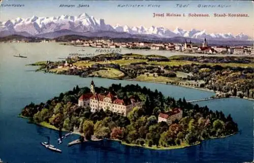 Ak Insel Mainau im Bodensee, Gesamtansicht, Staad-Konstanz, Panorama