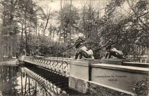 Ak Berlin Tiergarten, Löwenbrücke im Tiergarten