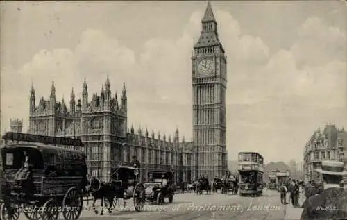 Ak City of Westminster, London, England, Westminster Bridge, Parlamentsgebäude