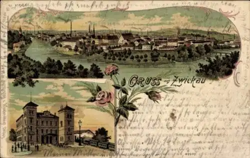 Litho Zwickau in Sachsen, Gesamtansicht, Bahnhof