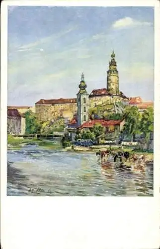 Künstler Ak Alex, Český Krumlov Böhmisch Krumau Krummau Südböhmen, Schloss