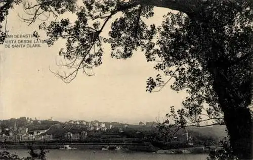 Ak Donostia San Sebastián Baskenland, Blick von der Insel Santa Clara